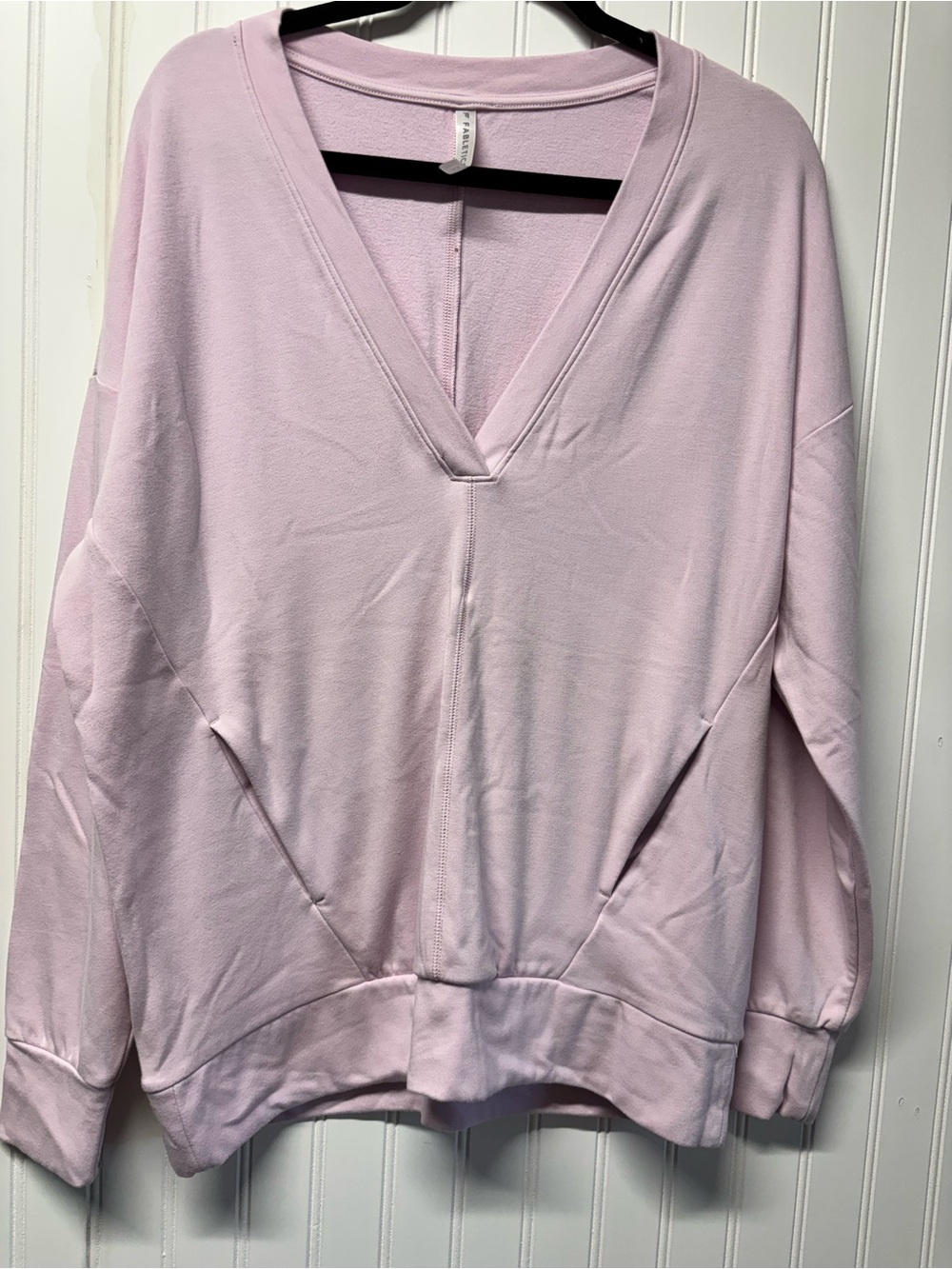 Fabletics Rosealine V Neck Long Sleeve Pullover Light Pink Size XS